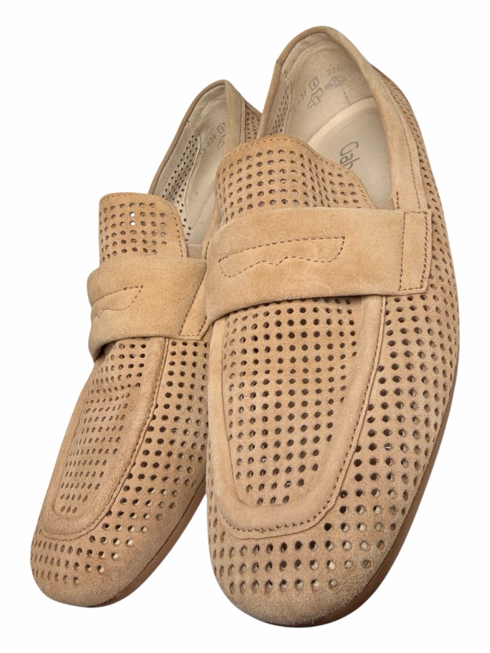 Gabor Comfort Square Toe Perforated Suede Penny Loafers‎ EU 40 US 9-9.5